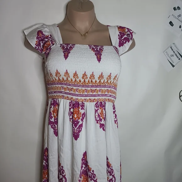 Chic White and Purple Maxi Dress - Picture 2 of 11